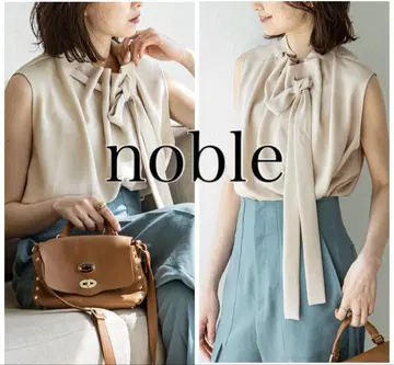 NOBLE 노블 개더 보타이 슬리브 블라우스 베이지 컨디션 최상