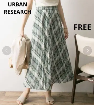URBAN RESEARCH 체크 쉬폰 플리츠 스커트 FREE