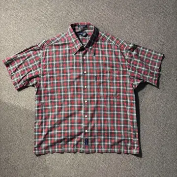 gant jeans XL 박스 컷 체크 셔츠 반팔 짧은 기장 와이드