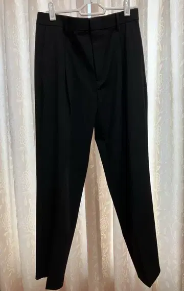 블랙 MUJI 주름이 잘 생기지 않는 턱 테이퍼드 팬츠 L