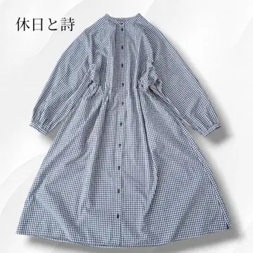 최근 모델 휴일과 시 셔츠 원피스 롱 깅엄 체크 밴드 카라