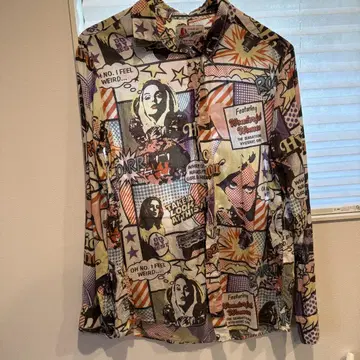 Hysteric Glamour 실크 혼방 코믹 프린트 긴팔 셔츠