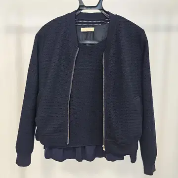 BEAMS 네이비 메쉬 집업 블루종 셋업