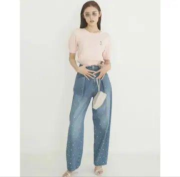 LILY BROWN CANDY STOCK 펄 비쥬 데님 팬츠