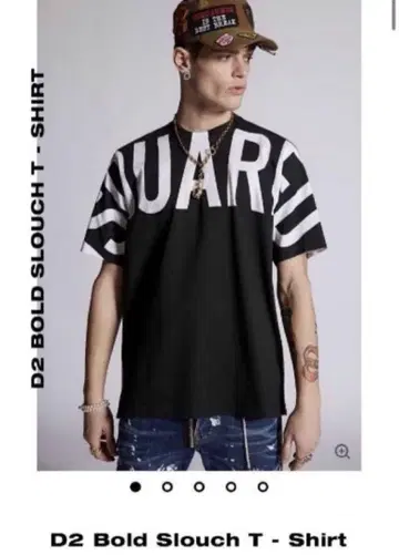 정가 53,900엔 DSQUARED2 빅 로고 컷 티셔츠 블랙 M