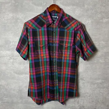 Wrangler 카우보이 컷 체크 셔츠 화려한 색상 반팔 17