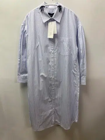 SimoneRocha 시몬 로샤 스카이블루 스트라이프 셔츠 원피스 UK8