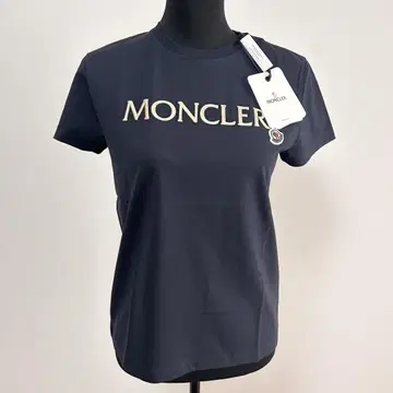 몽클레어 자수 로고 네이비 반팔 티셔츠 미사용 새상품 택 포함