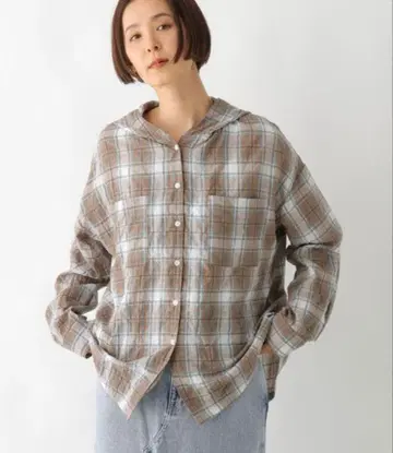 렙심 이번 시즌 체크 겉옷 후디 베이지