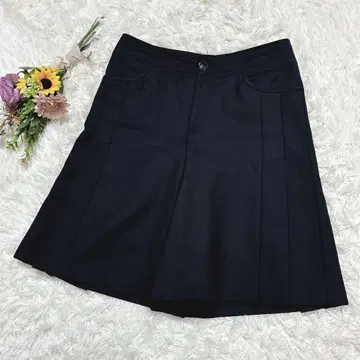 마블 잉크] 울 100 플리츠 가공 스커트형 큐롯 블랙