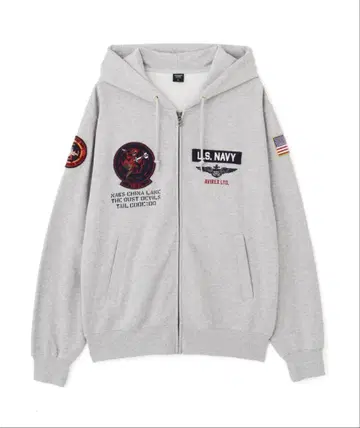 아비렉스 TOP GUN U.S. NAVY 후드티 그레이