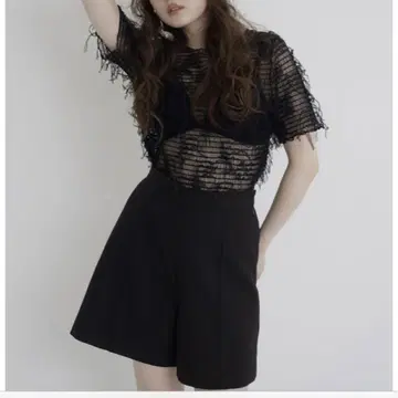 JUMELLE 프린지 탑 블랙