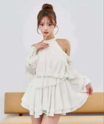 다리치 darich 볼륨 쉬폰 미니 원피스 화이트