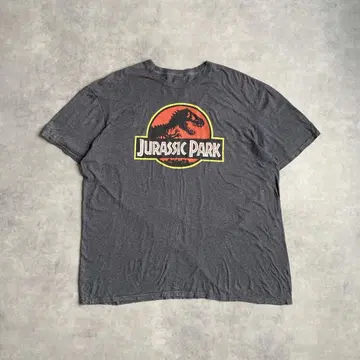 쥬라기 공원 빅 프린트 티셔츠 공룡 2XL 영화 다크 그레이