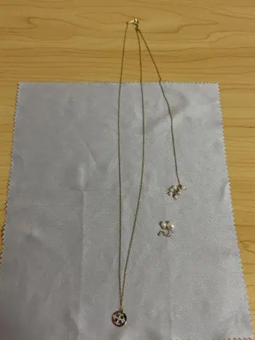 골드 체인 담수 진주 목걸이 담수 진주 귀찌 포함 k10