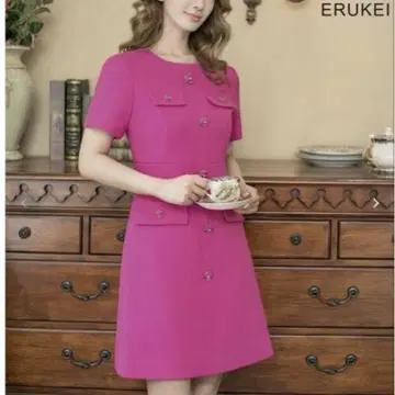 ERUKEI 엘루케이 무릎 기장 원피스 핑크 하데카와