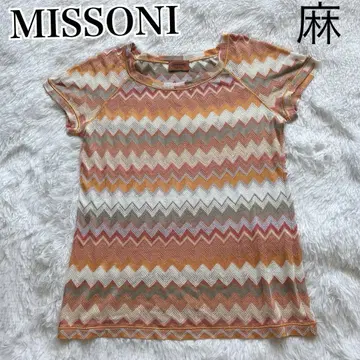 최고급 오렌지 택 MISSONI 멀티 컬러 지그재그 썸머 니트 린넨