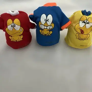 명랑 개구리 뽕키치 캐릭터 스트랩 빨강 파랑 옐로우 컬러 3개 세트