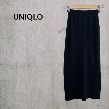 유니클로 여성용 타이트 스커트 리브 니트 롱 기장 블랙 XS