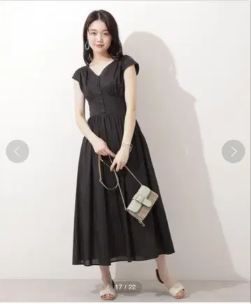 N.Natural Beauty Basic V넥 개더 원피스