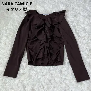 새상품급 NARA 나라 까미체 이탈리아제 셔츠 프릴 긴팔