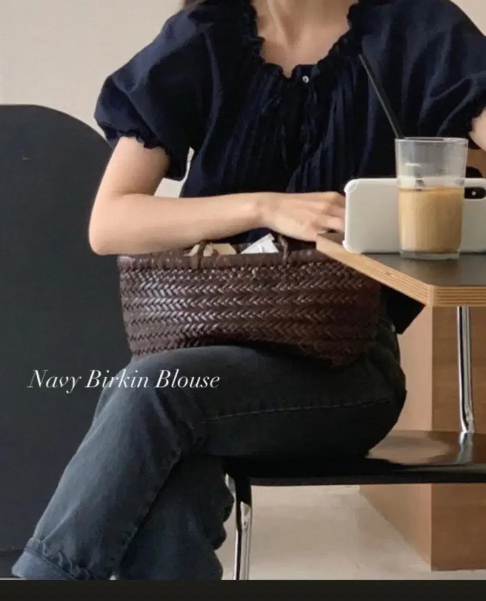 Vegetable Navy Birkin Blouse
