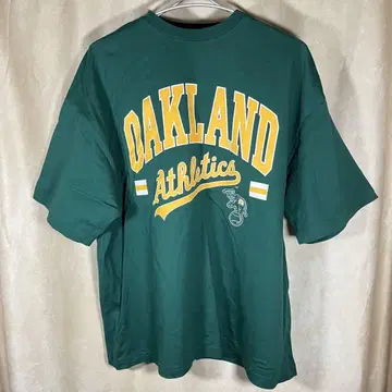 MLB 애슬레틱스 티셔츠 빅 실루엣 오버 사이즈 그린