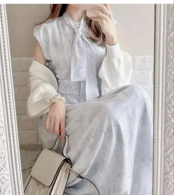 토코 클로젯 보타이 리본 플라워 시어 원피스