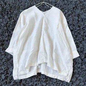 어반 리서치 도어스 린넨 V 넥 와이드 풀오버 화이트 F 루즈핏