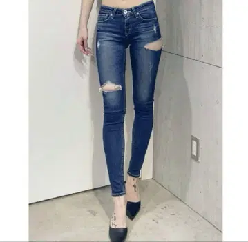 GYDA 스키니 데님 S 데미지 가공