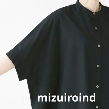 mizuiro ind 블랙 반팔 셔츠 와이드 셔츠