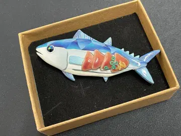 가다랑어 원색 사시미 브로치 리얼 피규어 1개