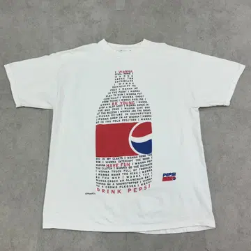 90s 펩시 공식 보틀 디자인 반팔 티셔츠 구제 의류 화이트 화이트 XL