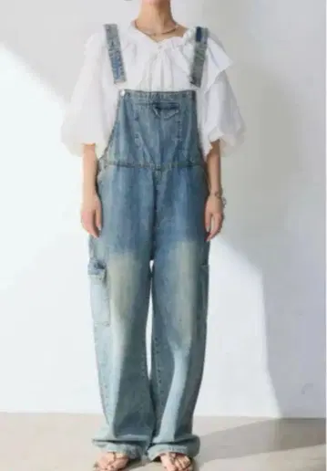 새상품 데님 카고 살로펫 ESICA 에시카 같은 형태 올인원 블루