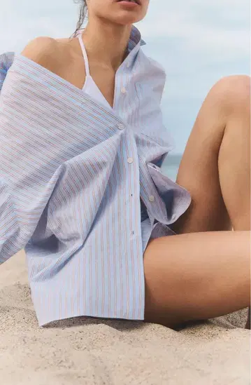 ZARA 자라 오버 사이즈 포플린 셔츠 M