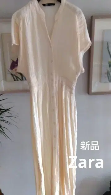 Zara 반팔 셔츠 원피스 크림색 새상품