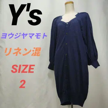 Y's 와이즈 롱 가디건 벌룬 슬리브 여성용 린넨 혼방