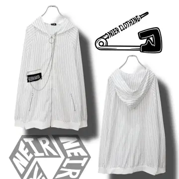 NieR 고품질 3ZIP POCKET STRIPE WHITE JACKET