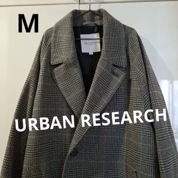 URBAN RESEARCH 남성용 체스터 코트 M 그레이 계열 체크