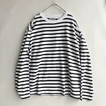 BEAMS 빔즈 레이디스 보더 티셔츠 화이트 블랙 롱 T