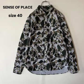 SENSE OF PLACE 카모플라주 패턴 긴팔 셔츠 카모플라주 면 40