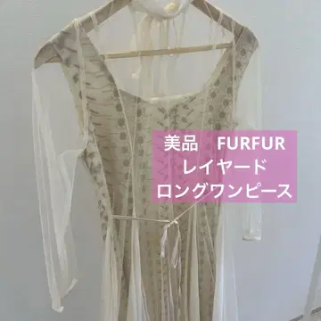 새상품급 FURFUR 자수 시스루 레이어드 롱 원피스 베이지 꽃
