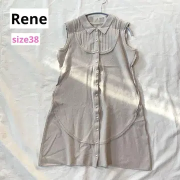 Rene 르네 펄 버튼 프릴 슬리브리스 원피스 베이지 사이즈 38