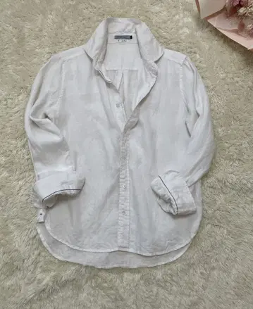 폰데샤론 린넨 긴팔 셔츠 화이트 린넨 100%