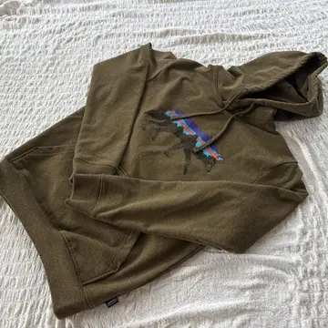 Patagonia 긴팔 후드티 풀오버 애니멀 프린트 기모 남성용 S