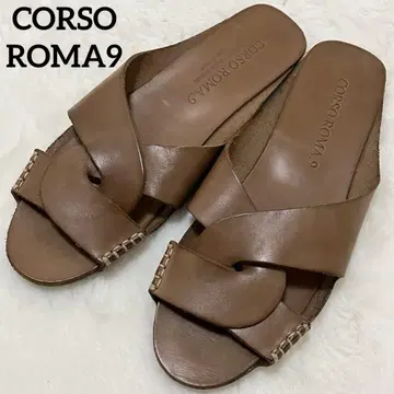 새상품급 CORSO ROMA9 코르소 로마 플랫 샌들 브라운 38