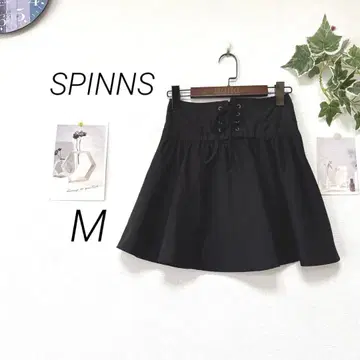 9267 SPINNS 스핀스 미니 길이 플레어 스커트 M 허리 리본
