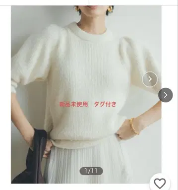 Miraowen 샤기 퍼프 슬리브 니트 풀오버