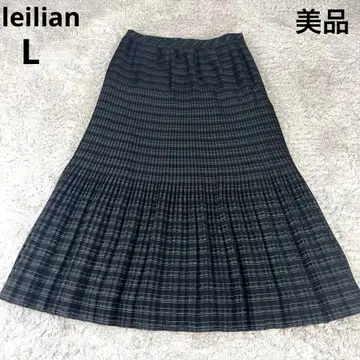 Leilian 레리안 플리츠 스커트 롱 기장 라메 블랙 L 사이즈