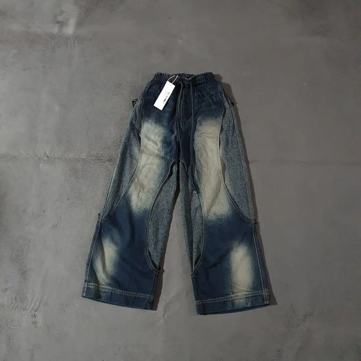 3CE Stylenanda Women's Washed Cutout Banding Denim Pants Jeans S